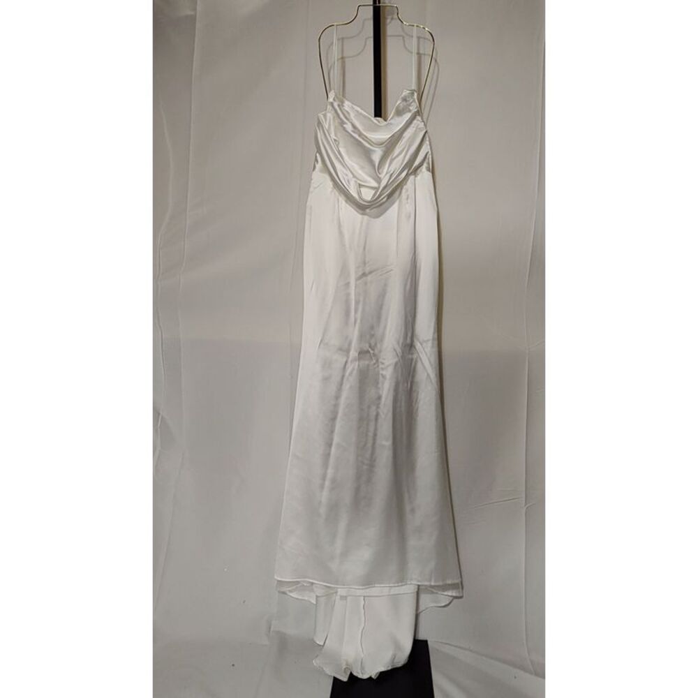 Lulu's White Satin Cowl Slip Dress